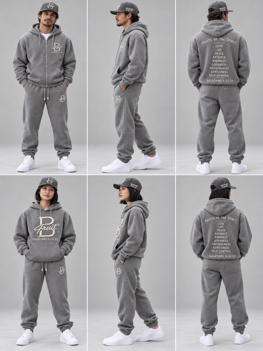 Gray B Fruit Zip-up Sweatsuit design concept