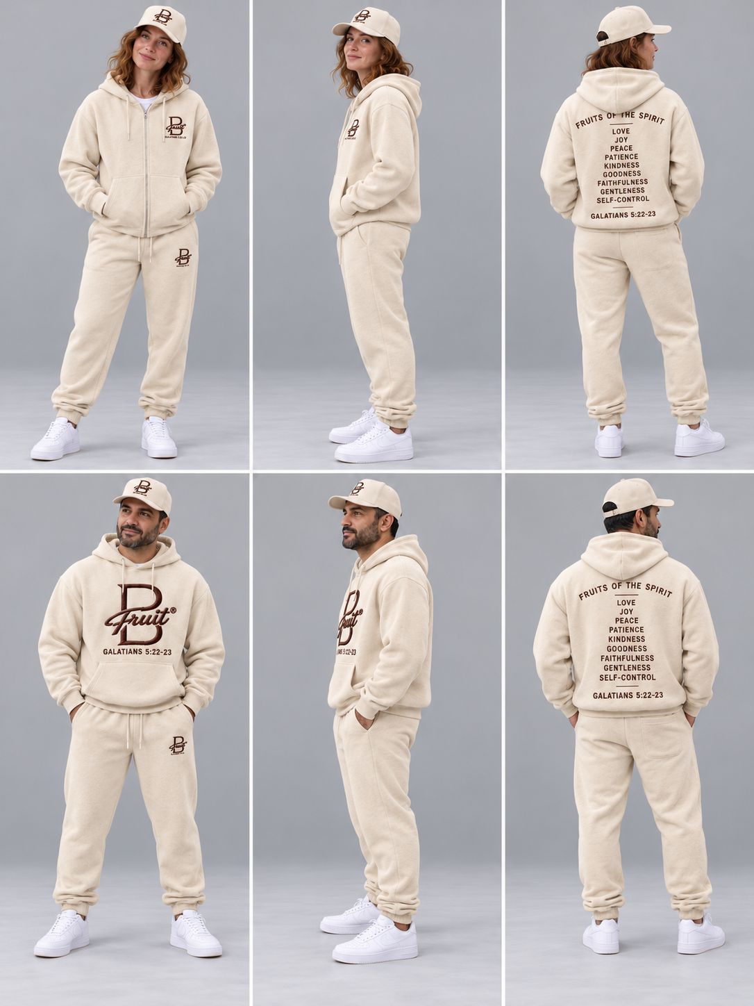 Cream B Fruit Zip-up Sweatsuit design concept